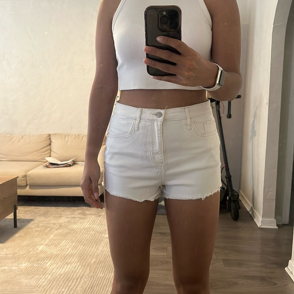 White jean shorts